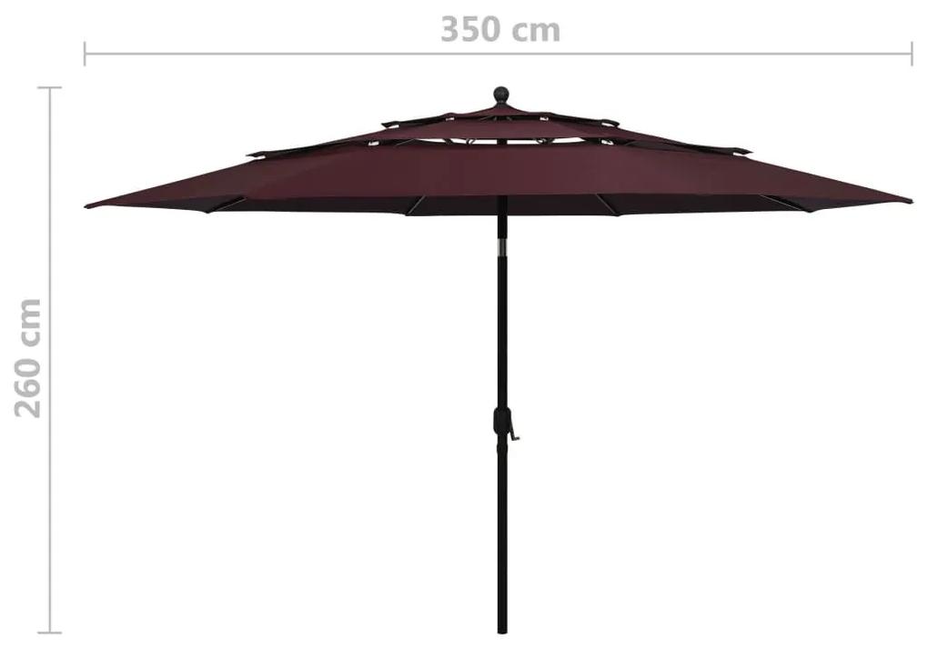 Ομπρέλα 3 Επιπέδων Μπορντό 3,5 μ. με Ιστό Αλουμινίου - Κόκκινο