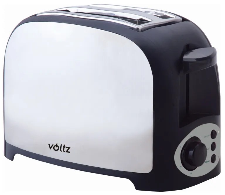 Φρυγανιέρα Voltz V51440D, 750W, Για 2 φέτες, 7 επίπεδα κρούστας, Δίσκος για ψίχουλα, Inox/Μαύρο