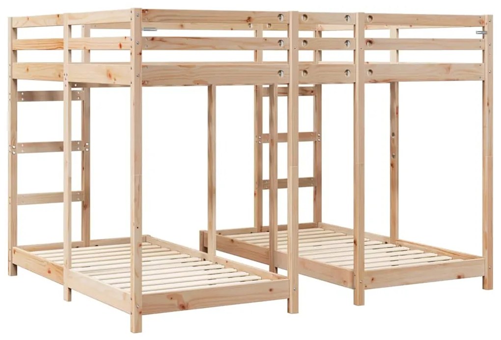 vidaXL Σκελετός Κουκέτας Τριών Επιπέδων Καφέ 160 x 200 cm