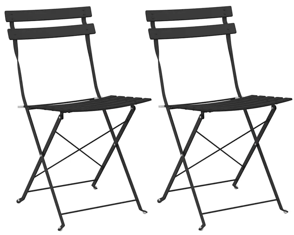 vidaXL Πτυσσόμενη Καρέκλα Κήπου 2 pcs Ανθρακί 42 x 46 x 82εκ Ατσάλι