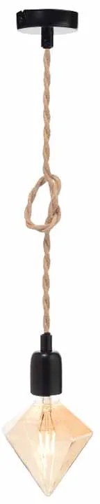 Φωτιστικό Οροφής Μονόφωτο Aca 40BRR Rope/Black Matt