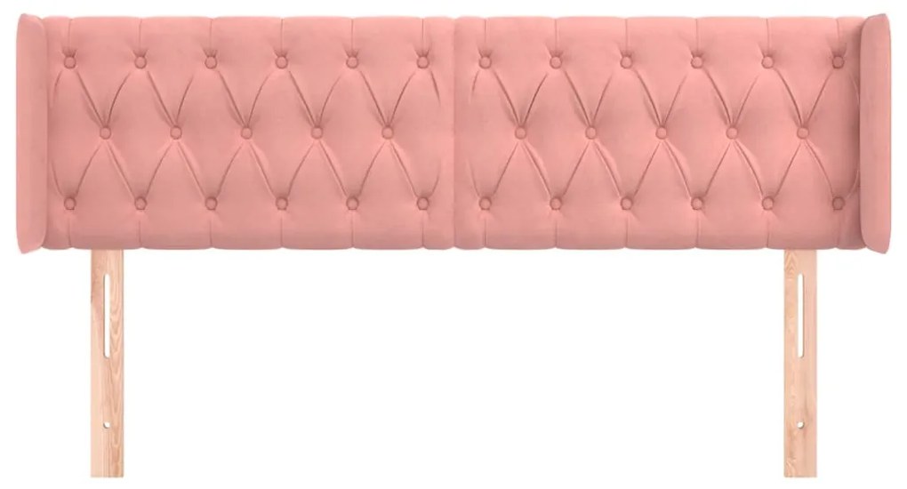 vidaXL Κεφαλάρι με Πτερύγια Ροζ 163x16x78/88 εκ. Βελούδινο