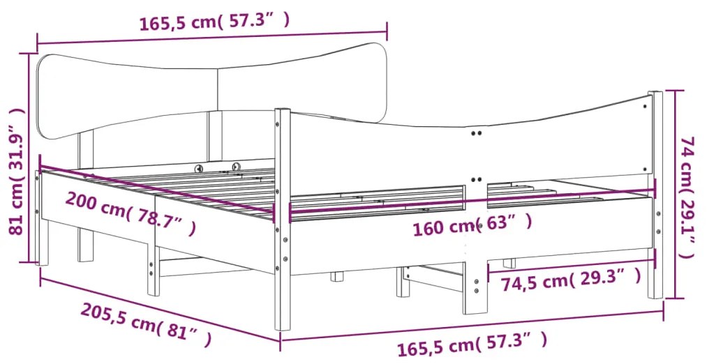 ΠΛΑΙΣΙΟ ΚΡΕΒΑΤΙΟΥ ΜΕ ΚΕΦΑΛΑΡΙ ΛΕΥΚΟ 160X200 ΕΚ. ΑΠΟ ΜΑΣΙΦ ΠΕΥΚΟ 3216376