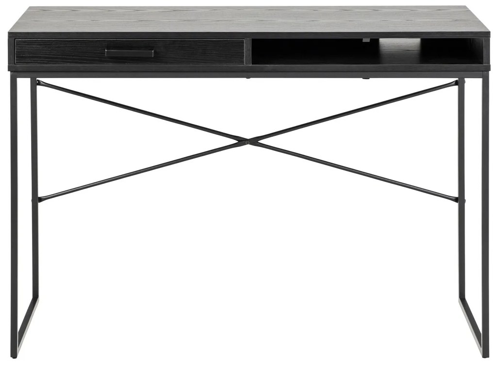 Τραπέζι γραφείου Oakland H147, Με συρτάρια, 75x110x45cm, Μαύρο