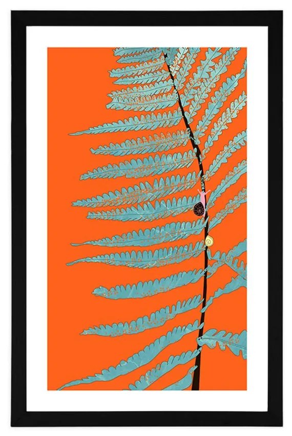 Αφίσα με παρπαστού Φύλλο σε πορτοκαλί φόντο - 20x30 white