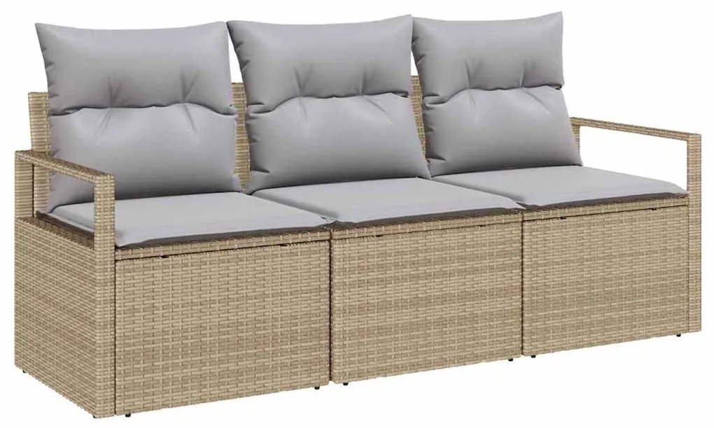 vidaXL Σετ Καναπέ Κήπου με μαξιλάρι 3 pcs Μπεζ, Ανοιχτό Γκρι