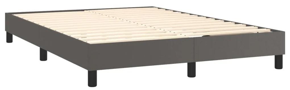 Κρεβάτι Boxspring με Στρώμα Γκρι 140x200εκ. από Συνθετικό Δέρμα - Γκρι