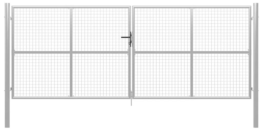 vidaXL Πόρτα Κήπου Ασημί 400x150 εκ. από Γαλβανισμένο Ατσάλι