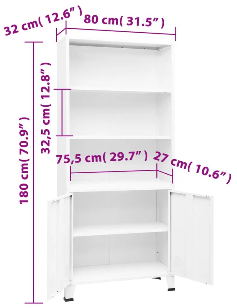 ΒΙΟΜΗΧΑΝΙΚΗ ΒΙΒΛΙΟΘΗΚΗ ΛΕΥΚΗ 80 X 32 X 180 ΕΚ. ΑΤΣΑΛΙΝΗ 339632