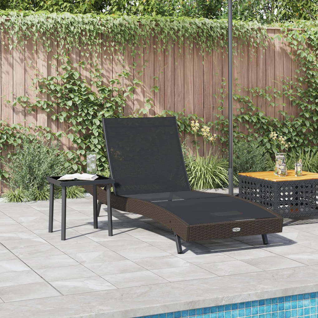 vidaXL Ξαπλώστρα 2 pcs Καστανό 40 x 40 x 40.5 εκ Πολυ ράταν