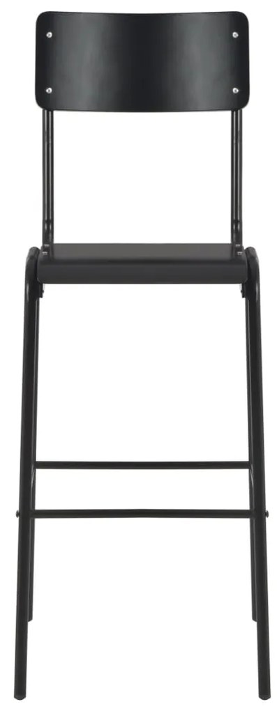 vidaXL Σκαμπό Μπαρ 6 τεμ. Μαύρα από Μασίφ Κόντρα Πλακέ και Ατσάλι