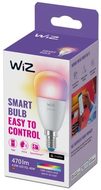Έξυπνη Λάμπα E14 40W P45 LED Λευκό RGBW 3CCT Dimmable 929003499722 Wiz-929003499722-Λευκό 929003499722