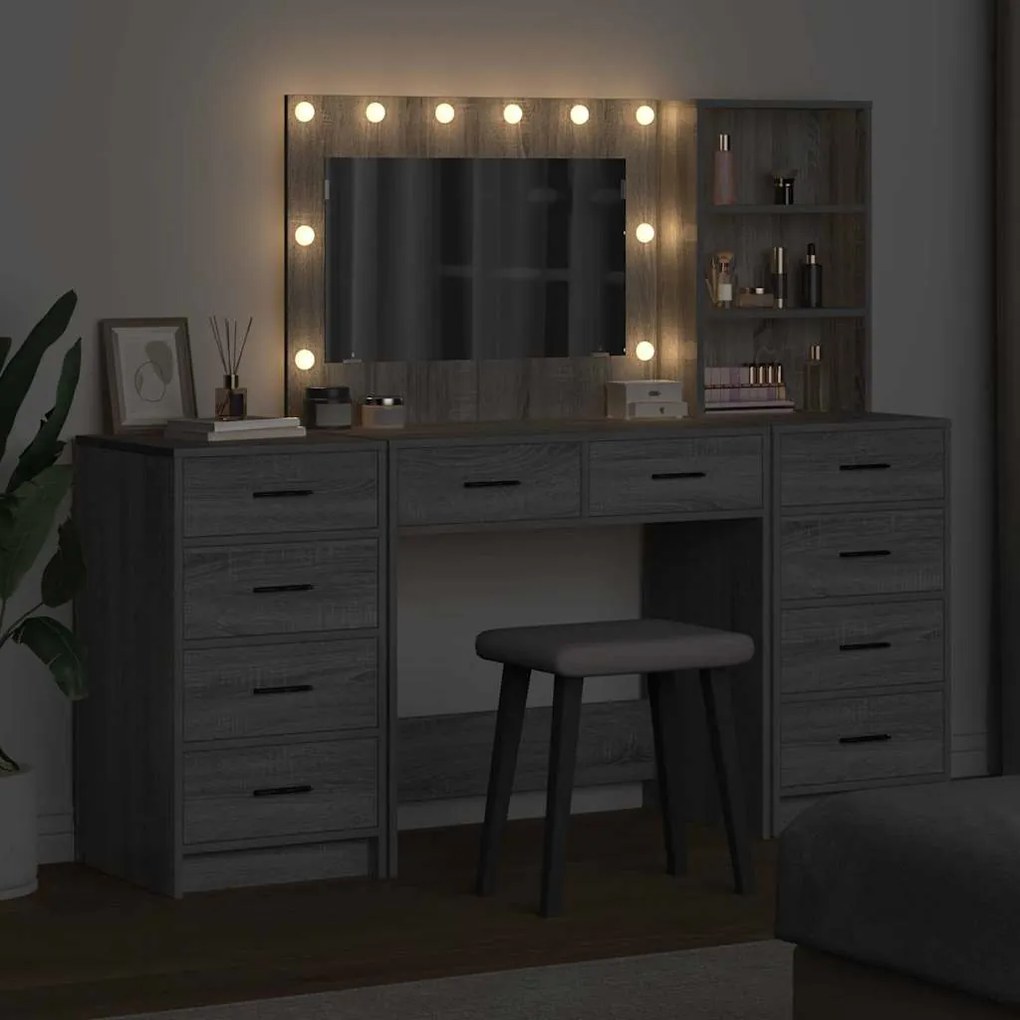 vidaXL Τραπέζι περιποίησης με συρτάρι 3 pcs Γκρι 40 x 41 x 135 εκ.