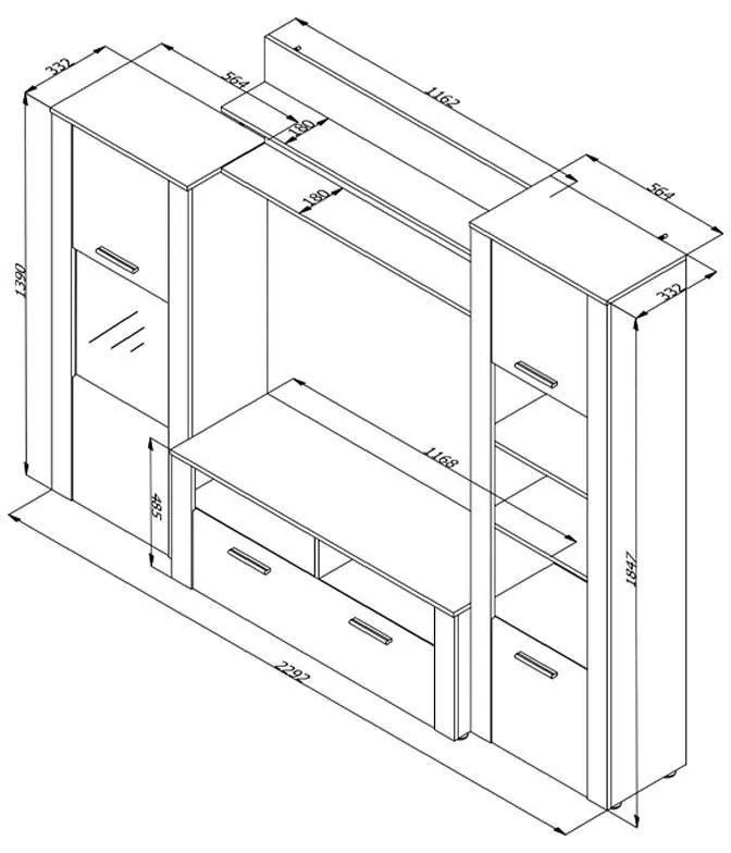 Κέντρο Ψυχαγωγίας - Σύνθεση Opus Artisan Oak - Λευκός Δρύς 229x40x184 εκ.