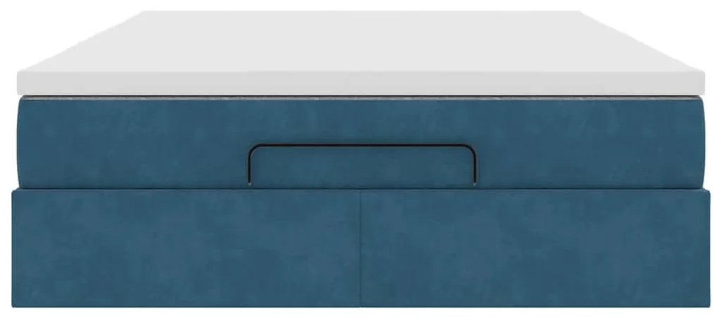 vidaXL Οθωμανικό κρεβάτι με στρώμα σκούρο μπλε 140x190cm Βελούδο