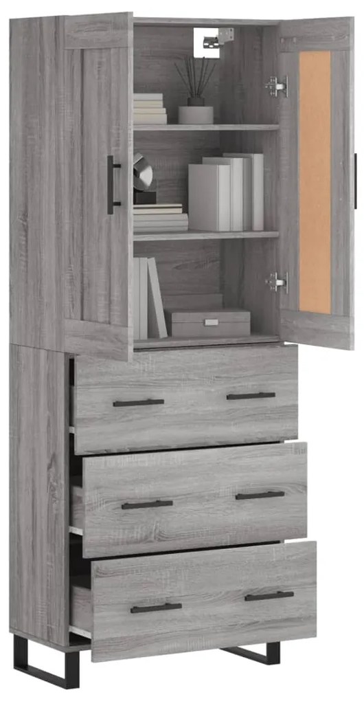 vidaXL Ντουλάπι Γκρι Sonoma 69,5 x 34 x 180 εκ. Επεξεργασμένο Ξύλο