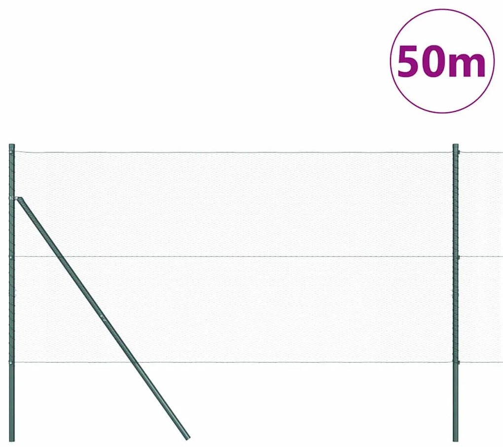 vidaXL Φράχτης με Στήλες. Πράσινο 1.2 x 50 m Ατσάλι με επικάλυψη PVC