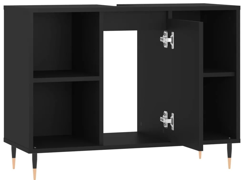 vidaXL Ντουλάπι Μπάνιου Μαύρο 80 x 33 x 60 εκ. από Επεξεργασμένο Ξύλο