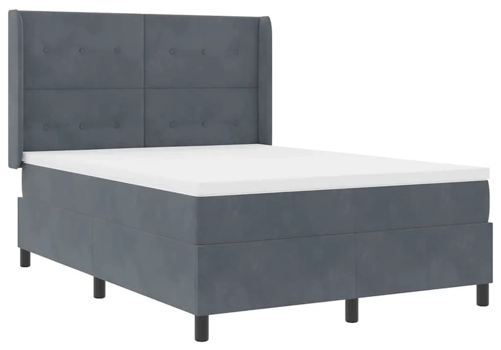 vidaXL Κρεβάτι Box Spring LED με Στρώμα Σκούρο γκρι 160 x 200 cm