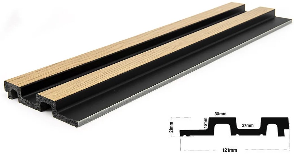 PS PANEL  ΜΕ 3D ΠΗΧΑΚΙΑ F4 RESIDENCE 21/122 mm  NAT.OAK/BLACK NewPlan