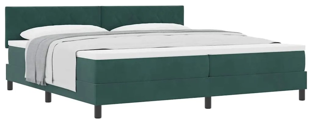 vidaXL Κρεβάτι με ελατήρια Σκούρο Πράσινο 200 x 200 cm Βελούδο