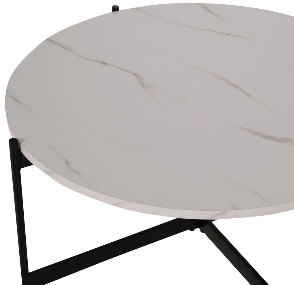 ΣΕΤ 2ΤΜΧ ΤΡΑΠΕΖΙΑ ΣΑΛΟΝΙΟΥ RONDA HM21089.04 MDF ΛΕΥΚΟ ΜΑΡΜΑΡΟ Φ80εκ &amp; Φ50εκ