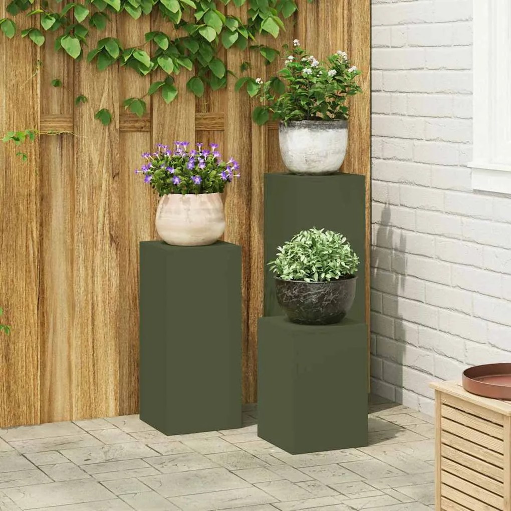 vidaXL Στήριξη φυτών 3 pcs Λαδί 24 x 24 x 75 εκ. Ατσάλι