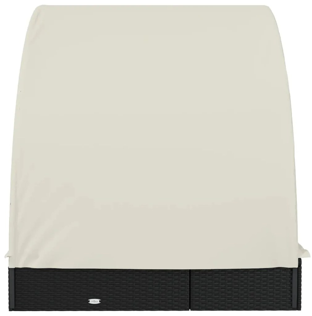 vidaXL Ξαπλώστρα 2 Ατόμων Στρογγ Οροφή Μαύρη 211x111x140εκ Συνθ. Ρατάν