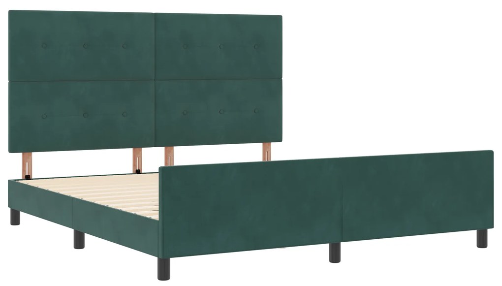 vidaXL Σκελετός Κρεβατιού Σκούρο πράσινο 180 x 200 cm Βελούδο