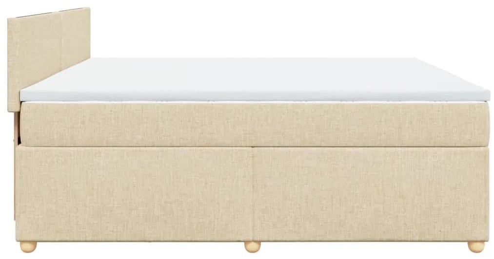 vidaXL Κρεβάτι Boxspring με Στρώμα Κρεμ 200x200 εκ. Υφασμάτινο