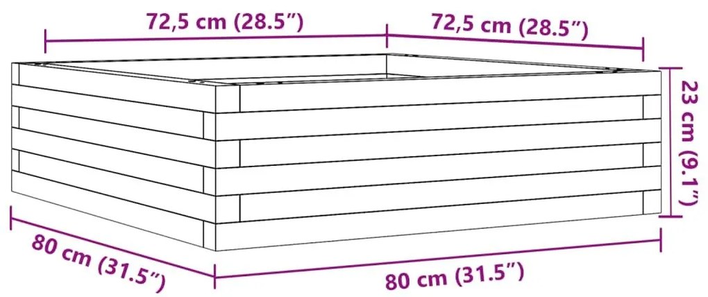 Ζαρντινιέρα Καφέ Κεριού 80x80x23 εκ. από Μασίφ Ξύλο Πεύκου - Καφέ