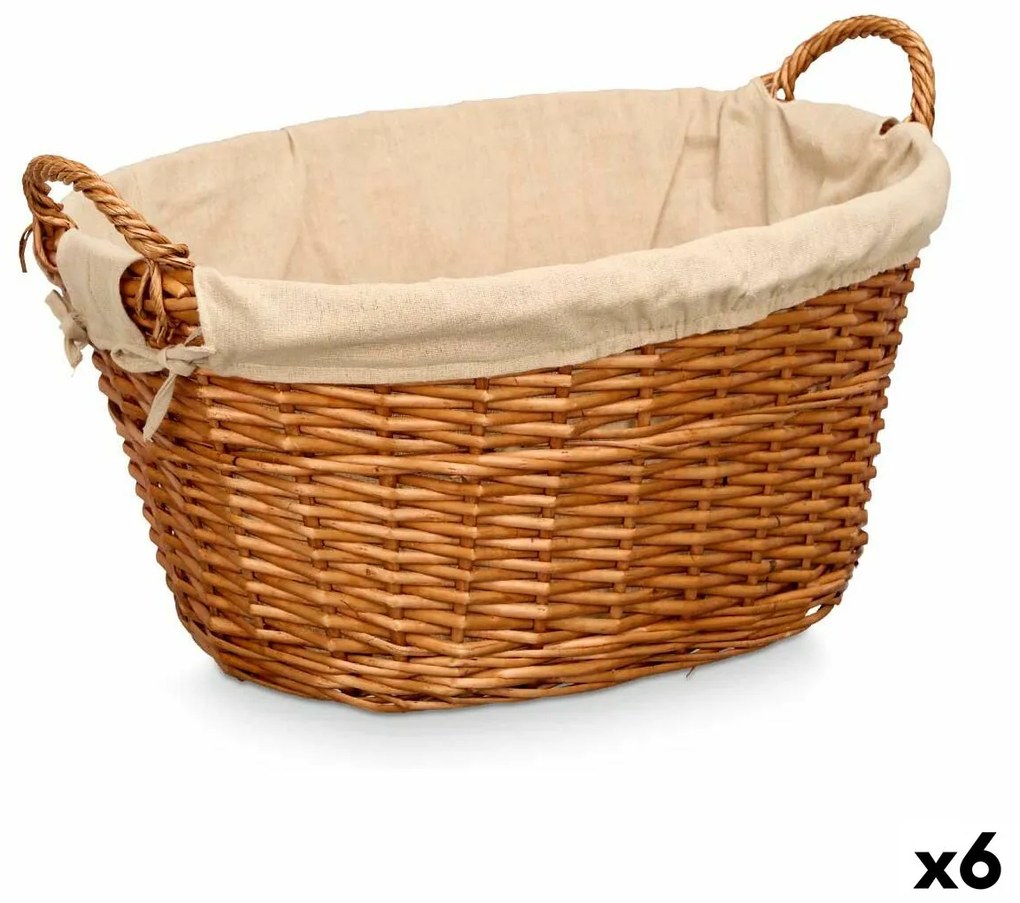 Καλάθι Kipit Φυσικό πολυεστέρας λυγαριά Ύφασμα 50 % βαμβάκι (x6)