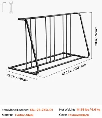 VEVOR Floor Bike Rack for 3-Inch Tire Width Grid Bike Rack 6-Bicycle Capacity