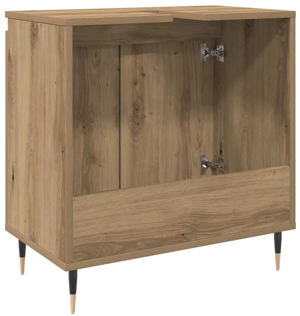 vidaXL Ντουλάπι μπάνιου Δρυς τεχνίτης 58x33x60 cm Κατασκευασμένο ξύλο
