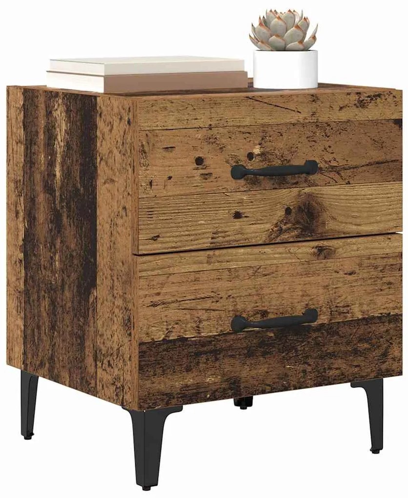 vidaXL Ντουλάπι κρεβατιού με συρτάρι Παλιό ξύλο 40 x 35 x 47,5 εκ