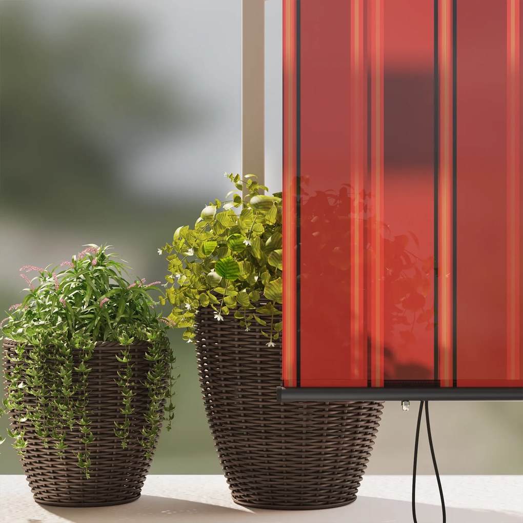vidaXL Εξωτερικό ρολό Ριγέ πορτοκαλί και καφέ 220 x 250 cm ύφασμα