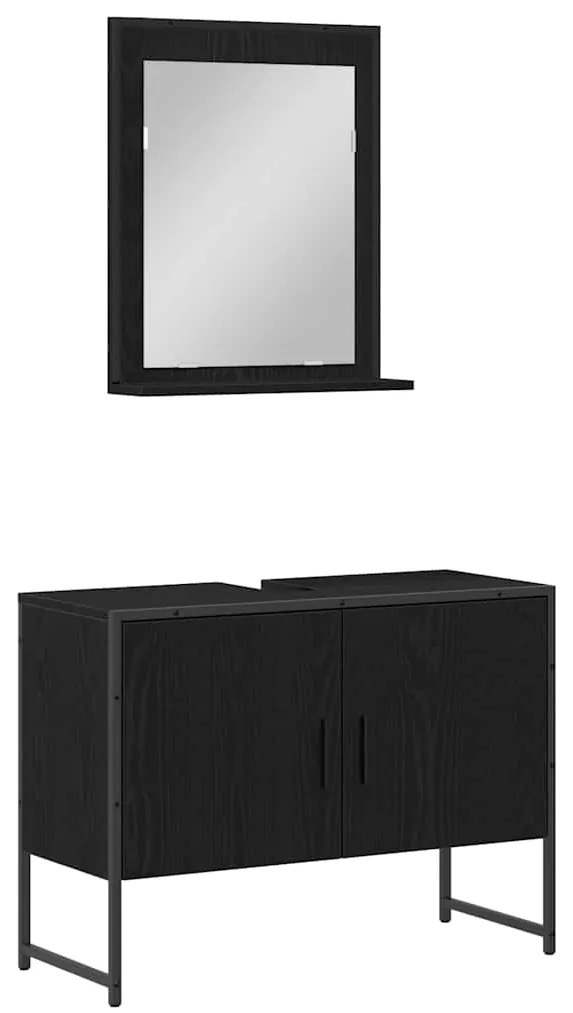vidaXL Σετ Επίπλων Μπάνιου με αποθήκευση 2 pcs Μαύρο 80 x 33 x 60 εκ