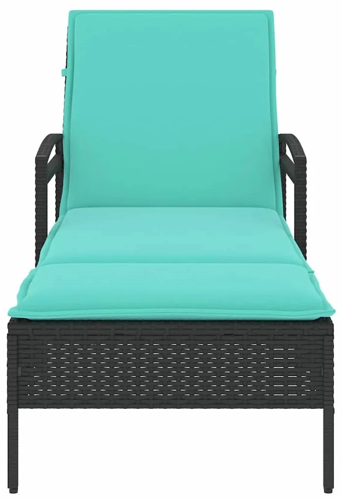 vidaXL Ξαπλώστρα με Μαξιλάρι Μαύρη 63x200x81 εκ. από Συνθετικό Ρατάν (μόνο για τις ΗΠΑ)