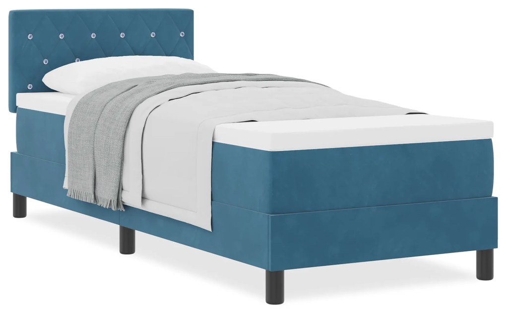 vidaXL Κρεβάτι Box Spring με Στρώμα Δακρύσι Blue 80x200 cm Βελούδο
