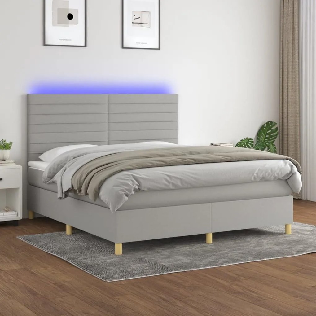 ΚΡΕΒΑΤΙ BOXSPRING ΜΕ ΣΤΡΩΜΑ &amp; LED ΑΝ.ΓΚΡΙ 180X200ΕΚ. ΥΦΑΣΜΑΤΙΝΟ 3135533