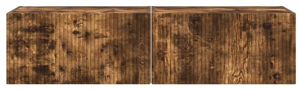 vidaXL Ντουλάπι Τηλεόρασης Τοίχου Επιτοίχιο 2 pcs Καπνιστό Δρύς