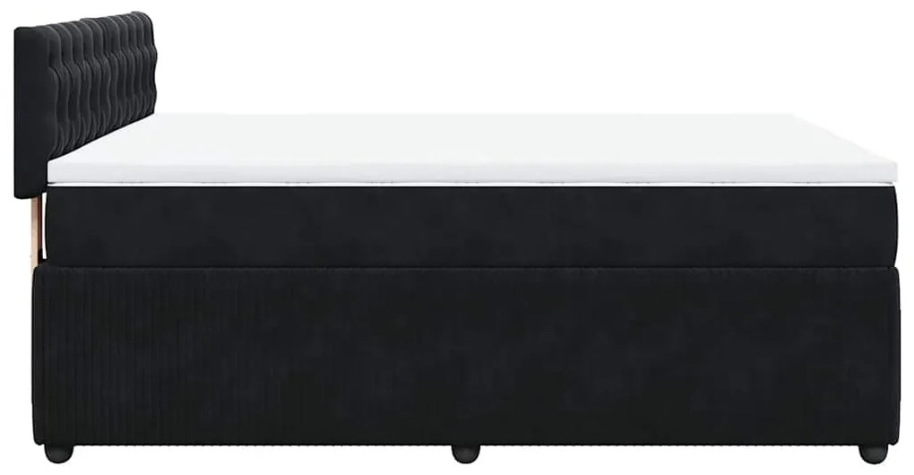 vidaXL Κρεβάτι Boxspring με Στρώμα Μαύρο 140x200 εκ. Βελούδινο