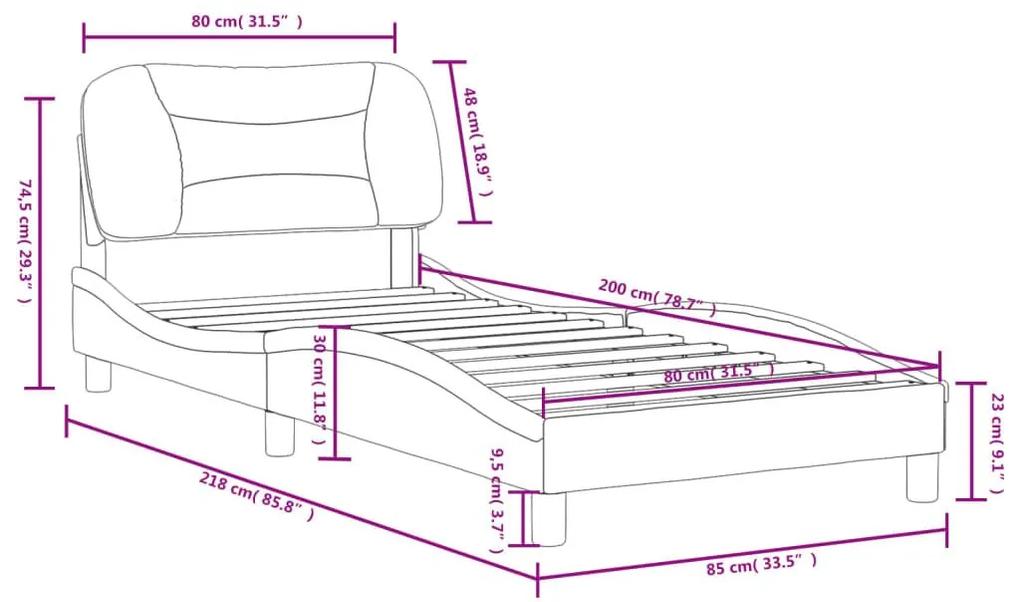Πλαίσιο Κρεβατιού με Κεφαλάρι Γκρι 80x200 εκ. Συνθετικό Δέρμα - Γκρι
