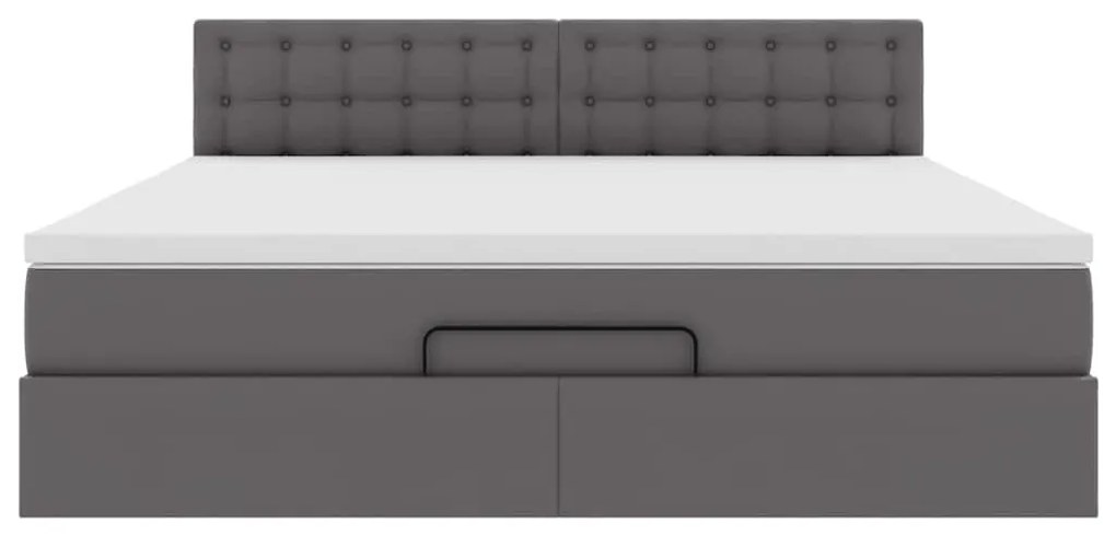 Οθωμανικό κρεβάτι με στρώματα &amp; LEDs Γκρι Faux Leather 3312170
