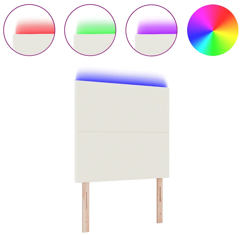 vidaXL LED Κεφαλάρι Κρέμα 80 εκ Κορντούρα