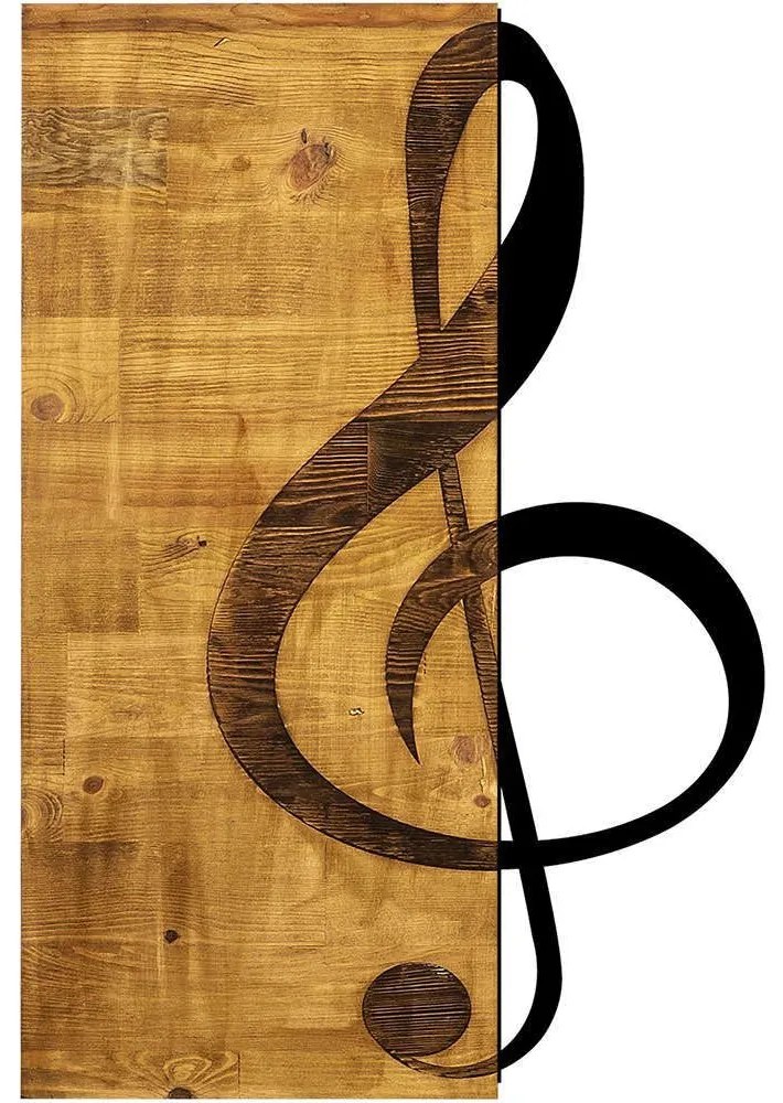 Διακοσμητικό Τοίχου Treble Clef 899SKL1341 39x58cm Walnut-Black Wallity Μέταλλο,Ξύλο