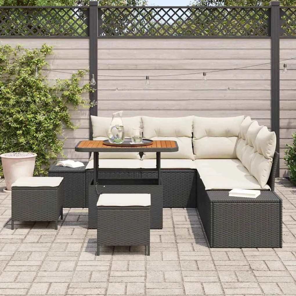 vidaXL Σετ Καναπέ Κήπου με αποθήκευση 8 pcs Μαύρο Πολυ ράταν
