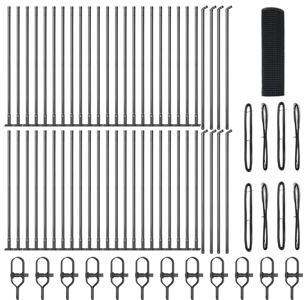 vidaXL Welded Wire Fence με 13 Στήλες Γκρι 0.4x100 μ Μέταλλο