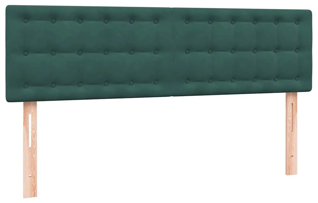 vidaXL Κρεβάτι Boxspring με Στρώμα Σκούρο Πράσινο 140x210εκ. Βελούδινο