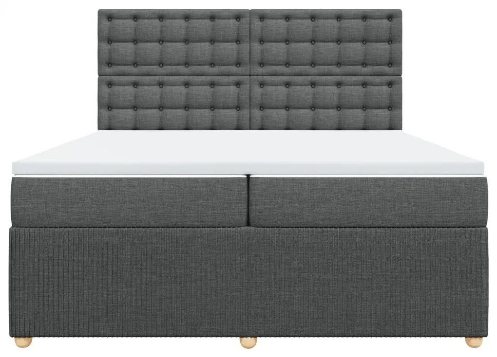 Κρεβάτι Boxspring με Στρώμα Σκούρο Γκρι 200x200 εκ. Υφασμάτινο - Γκρι